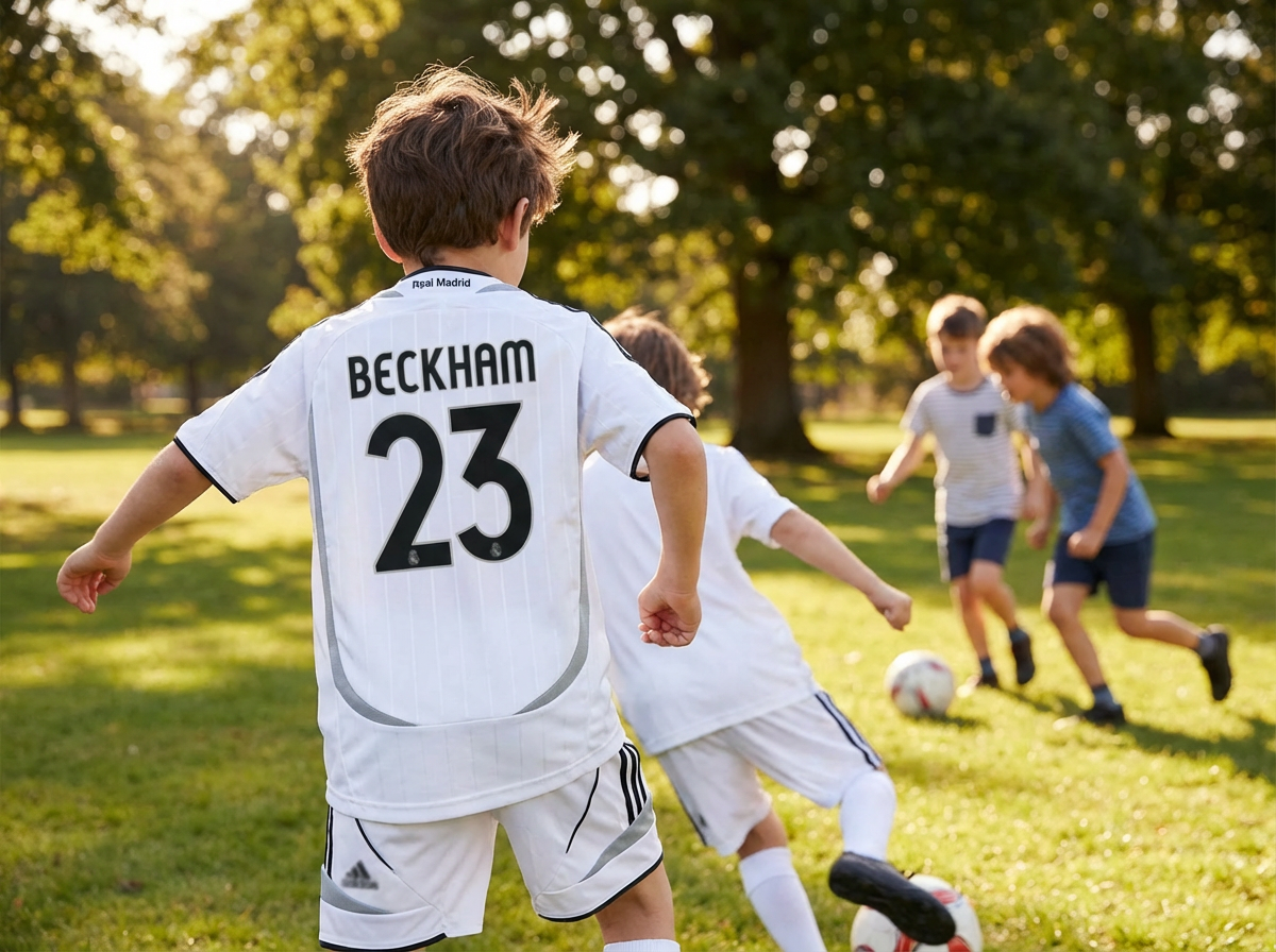 Real Madrid 2006-07 kids Galacticos home kit, David Beckham Real Madrid kids jersey