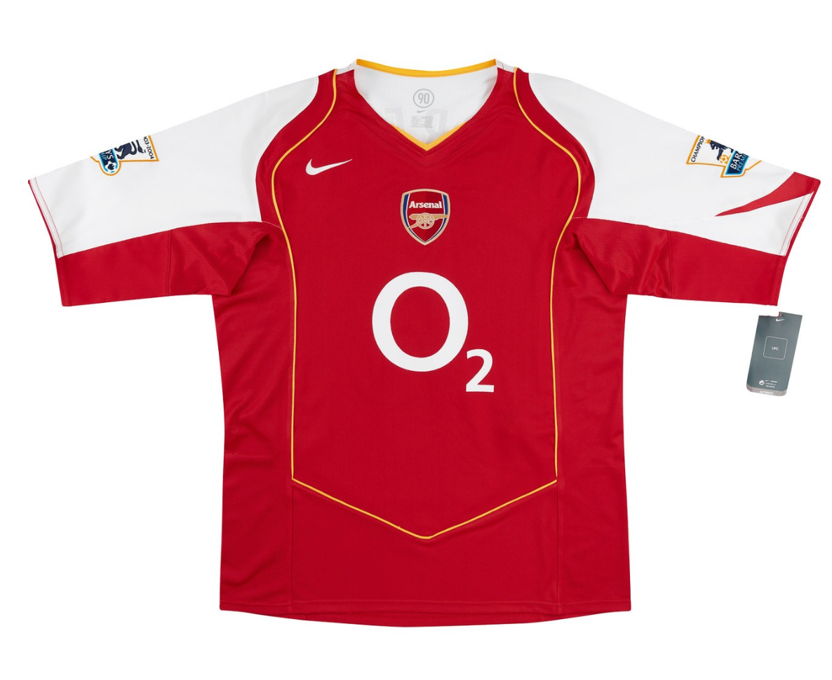 Arsenal 2004-05 Retro Football kit- Classic Vintage Arsenal Jersey with O2 Sponsor
