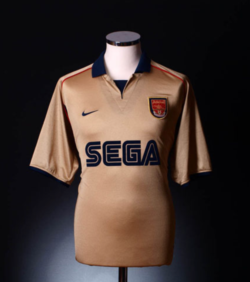 Arsenal Sega Gold Away Jersey | 2001-2002 Retro Football Shirt – Celebrate Arsenal's Double-Winning Season