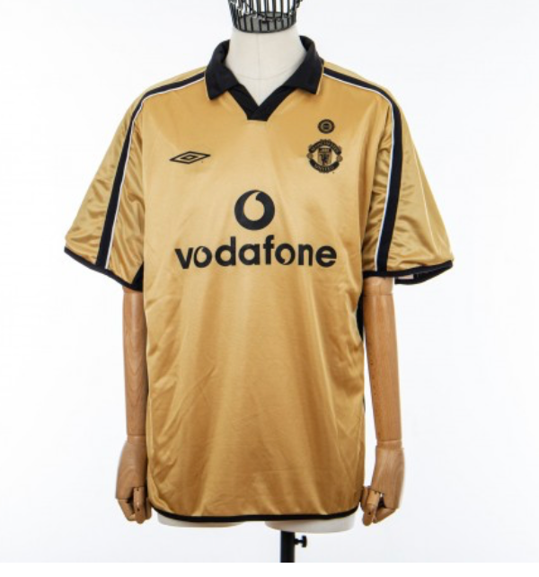 Manchester United 2001-02 Gold Third Kit | Iconic Retro Jersey with Vodafone Sponsor