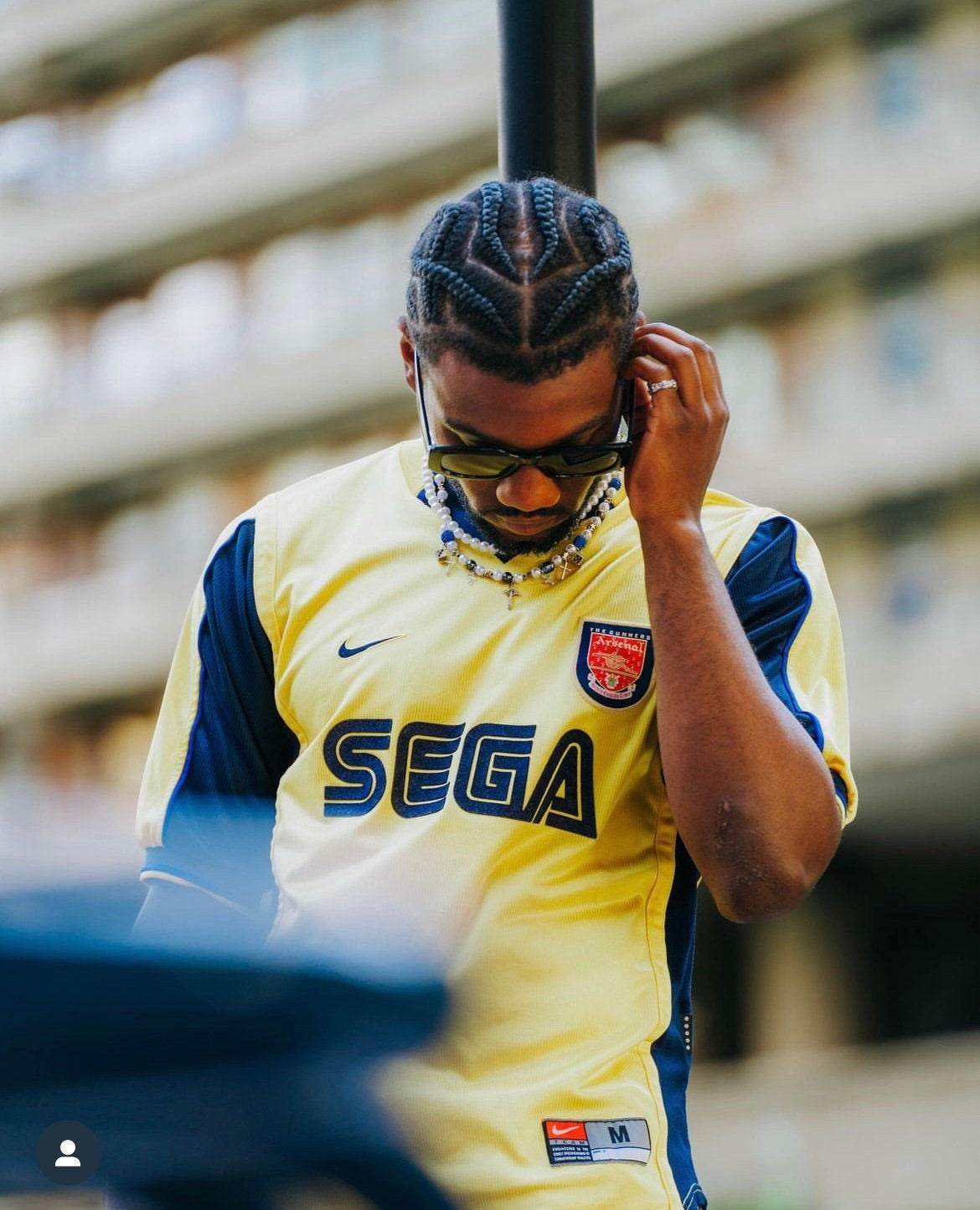 Arsenal yellow Sega shirt retro 2O00-2001 away jersey