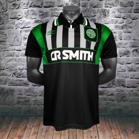 Mens Celtic 1994-95 Away Retro Football Shirt – Classic Black & Green 90s football Jersey