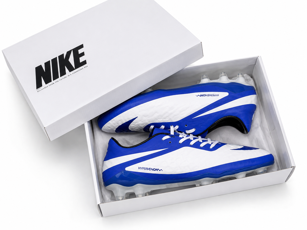 Hypervenom 2013 Blue and White FG Football Boots with Box – Men’s EU 39-46 Retro Speed Soccer Cleats