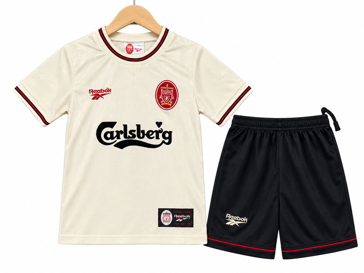 Childrens Liverpool retro football jersey and shorts for kids 1992-93 Cenetary edition