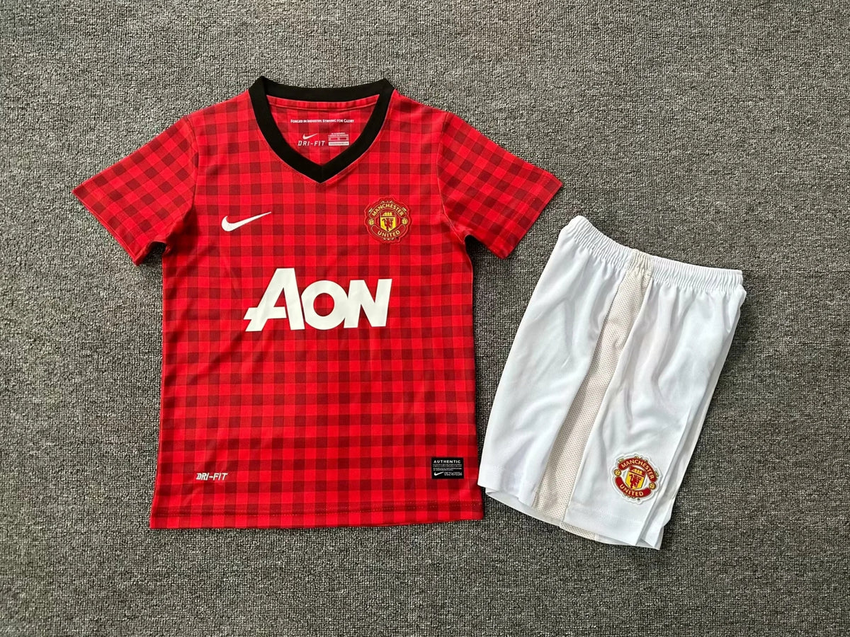 Manchester United 2012/13 Tartan Kids Home Kit – Kids Customisable Football Shirt & Shorts