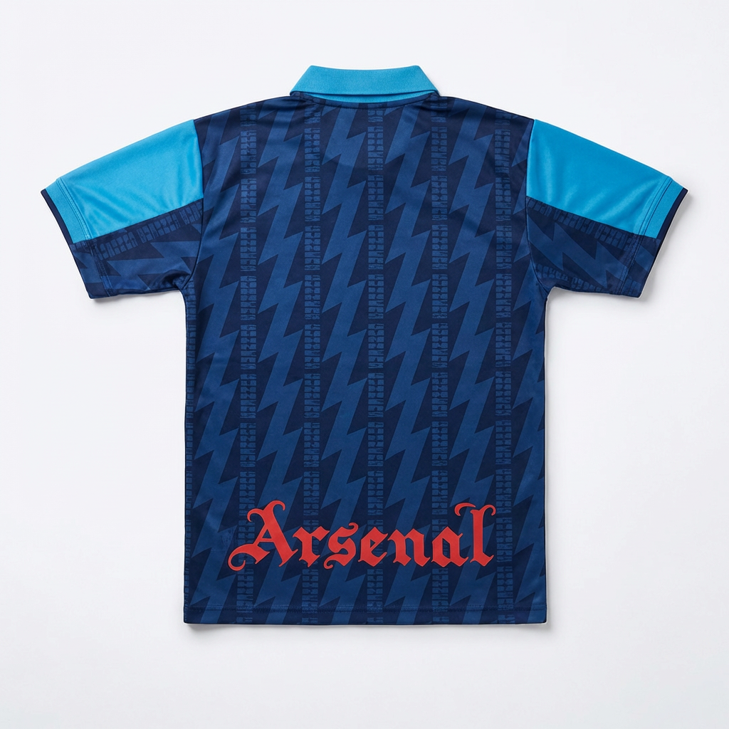 Arsenal 1994-1995 blue lightening bolt away jersey JVC sponsor logo