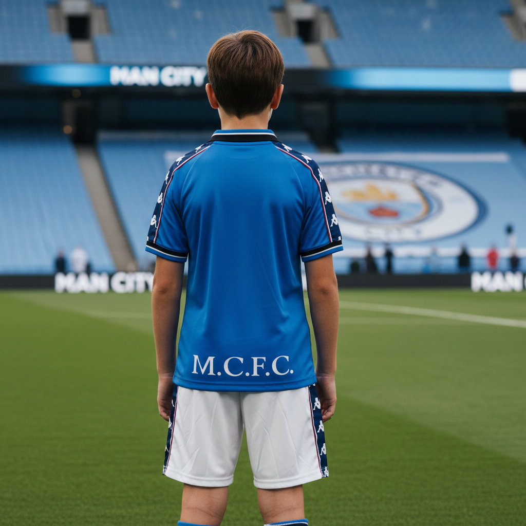 Kids retro Man City 1997-99 kit ( short and shirts included )