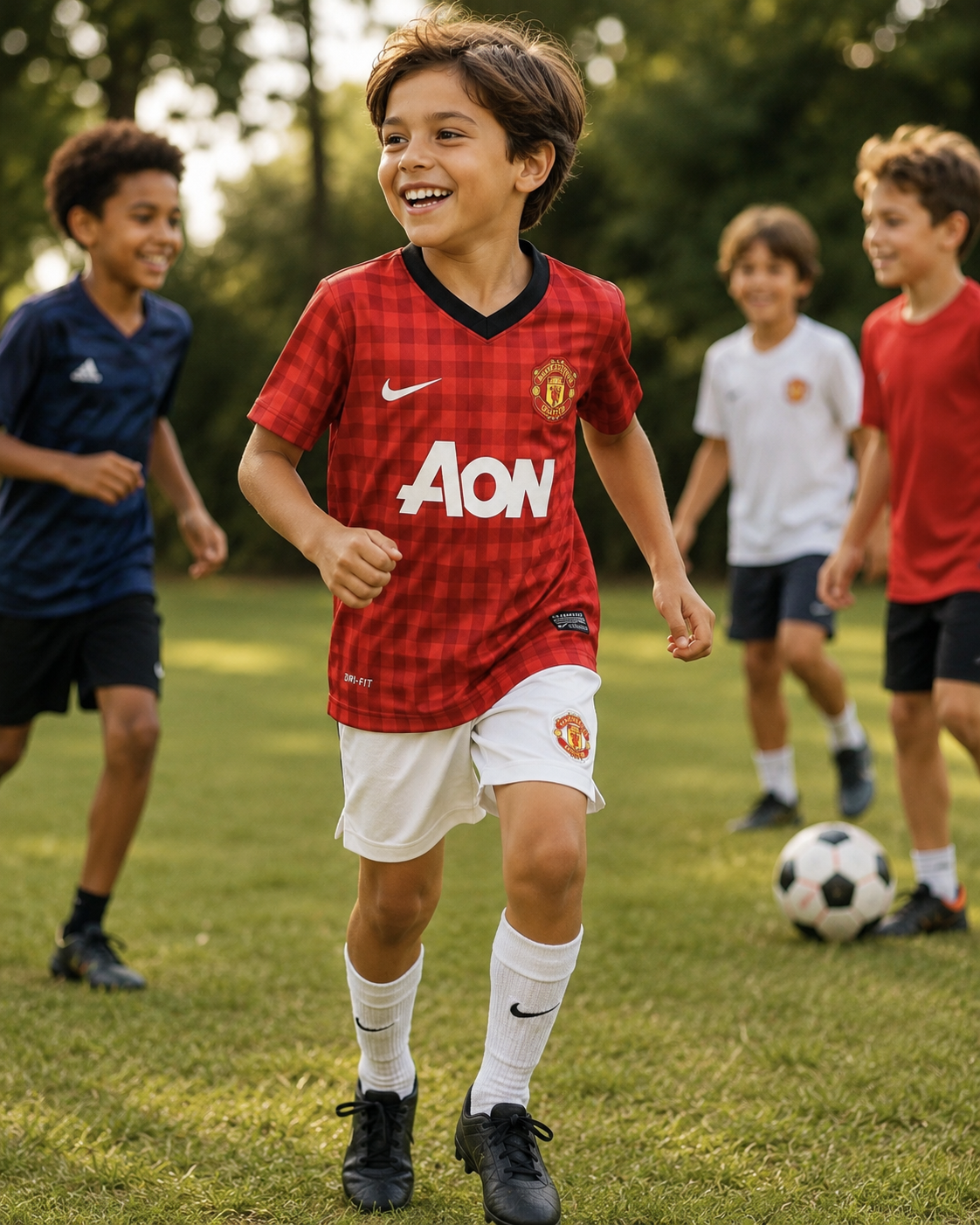 Personalised Manchester United 2012/13 kids retro football shirt with custom name and number