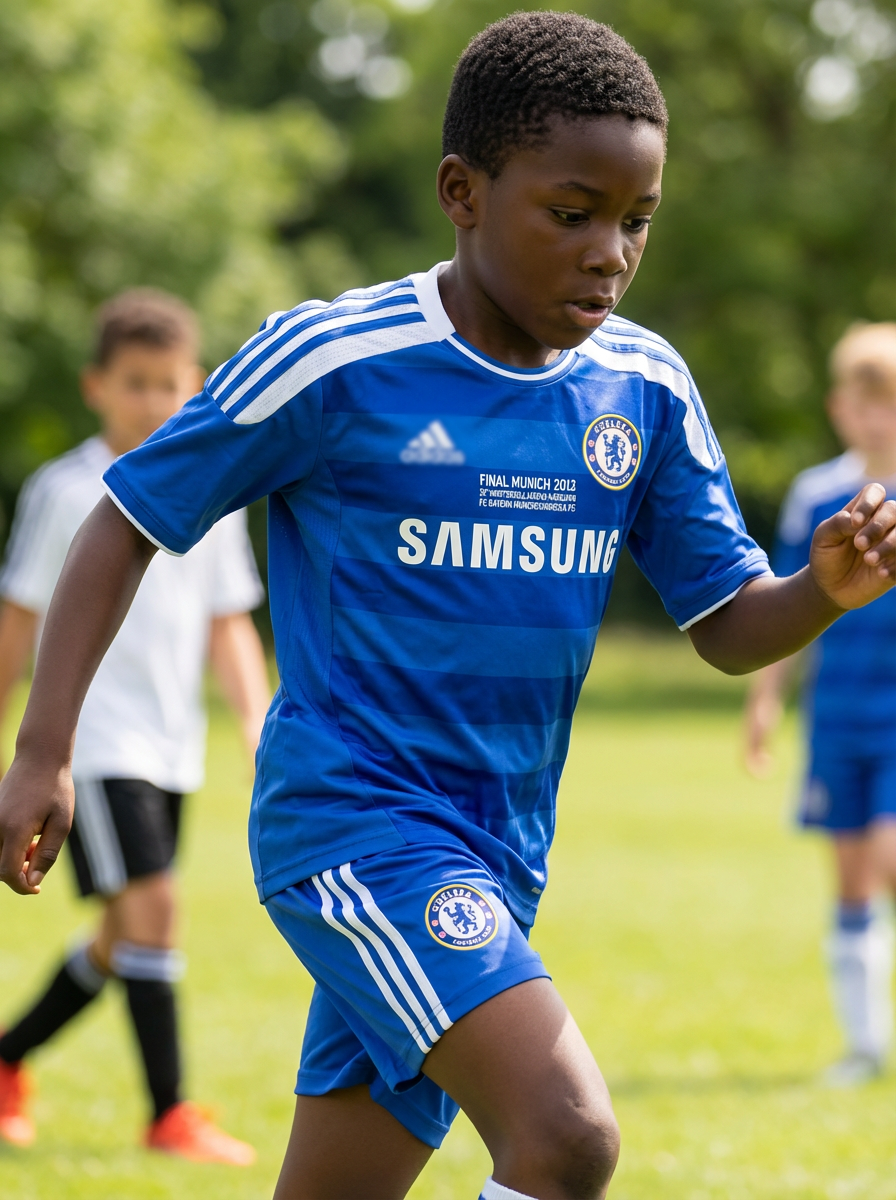 Kids Chelsea 2012 Champions League Drogba childrens Kit shirt & shorts – Customisable