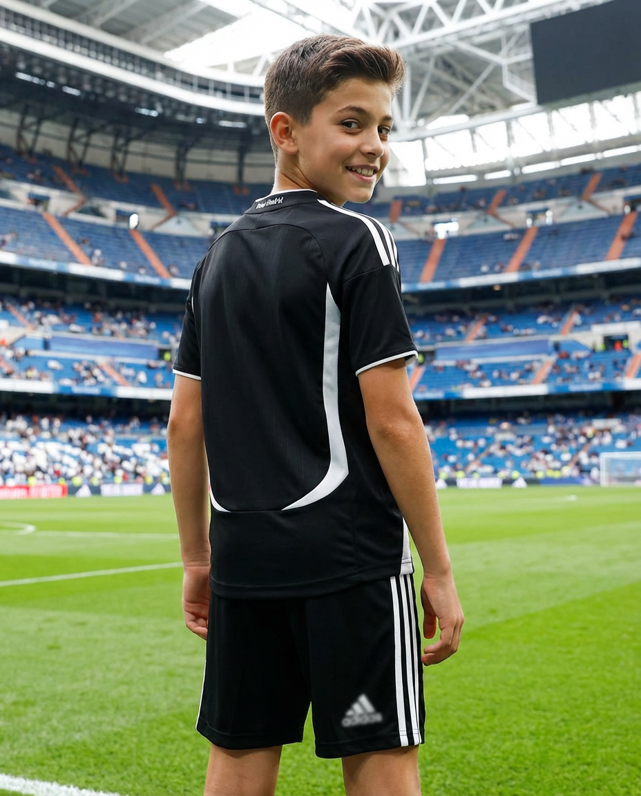 Real Madrid retro kids away kit, David Beckham Real Madrid kids football kit