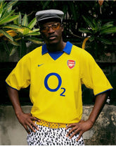 Arsenal 2003-04 Yellow Pires / Viera Away Shirt | Invincibles Retro away Kit with O2 Sponsor