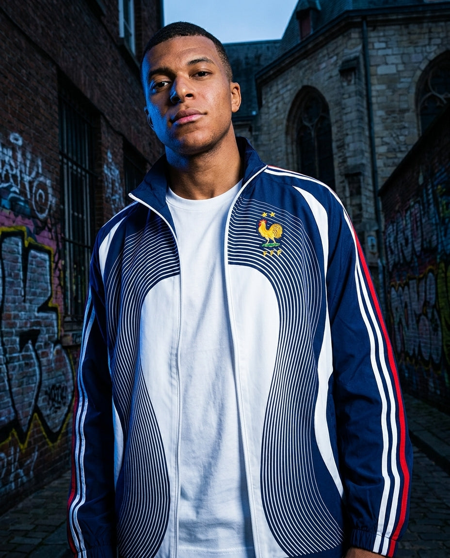 France Retro Windbreaker Jacket | Vintage Blue and White France Football Jacket | Classic France Zip Up Track Top