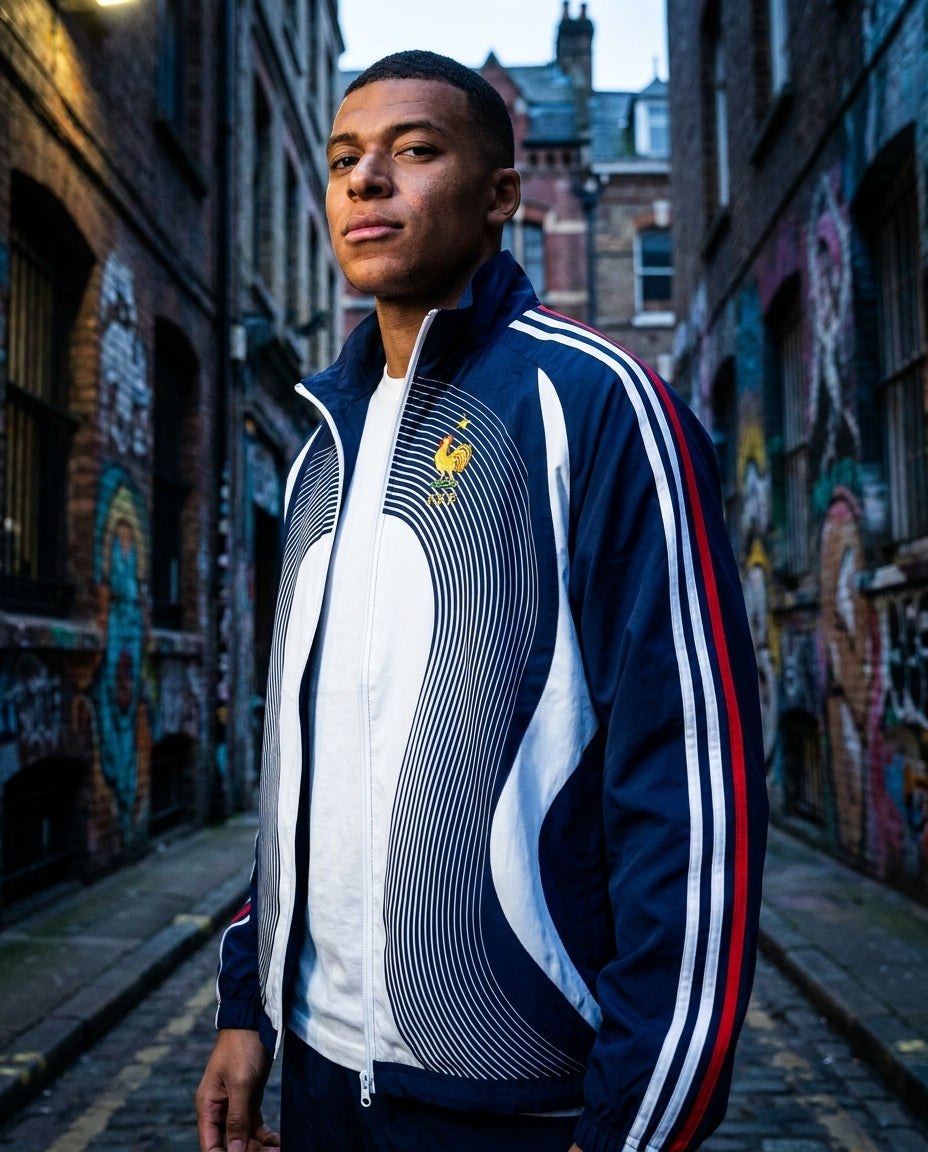 France Retro Windbreaker Jacket | Vintage Blue and White France Football Jacket | Classic France Zip Up Track Top