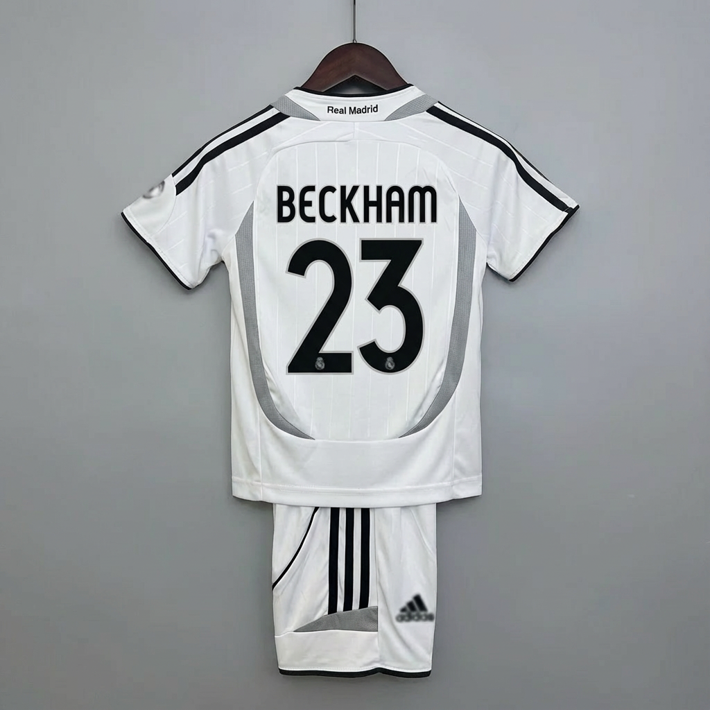 Real Madrid 2006-07 kids  Galacticos home kit, David Beckham Real Madrid kids jersey