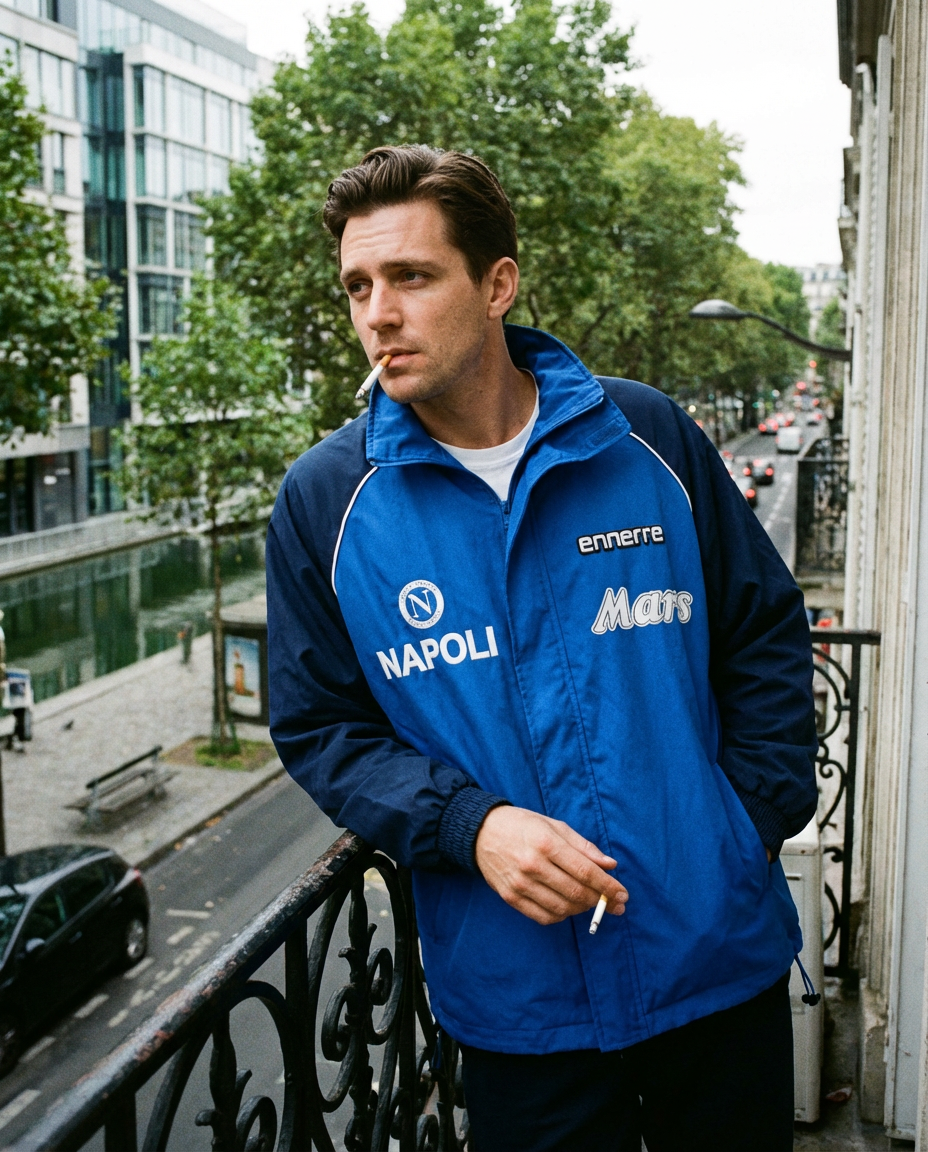 Napoli 80s football Jacket | Vintage Blue Napoli Football Jacket | Classic Maradona Era Napoli Zip Up