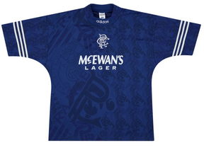 Rangers 1994-95 Retro Home Shirt | McEwan’s Lager Iconic Blue Kit for Die-Hard Gers Fans