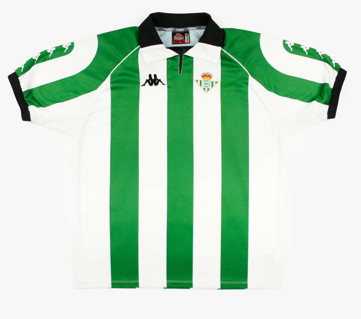 Real Betis 1998/99 Home Shirt – Kappa 90's green / white stripes retro football shirt