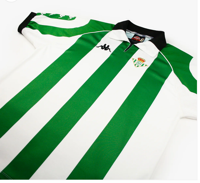 Real Betis 1998/99 Home Shirt – Kappa 90's green / white stripes retro football shirt