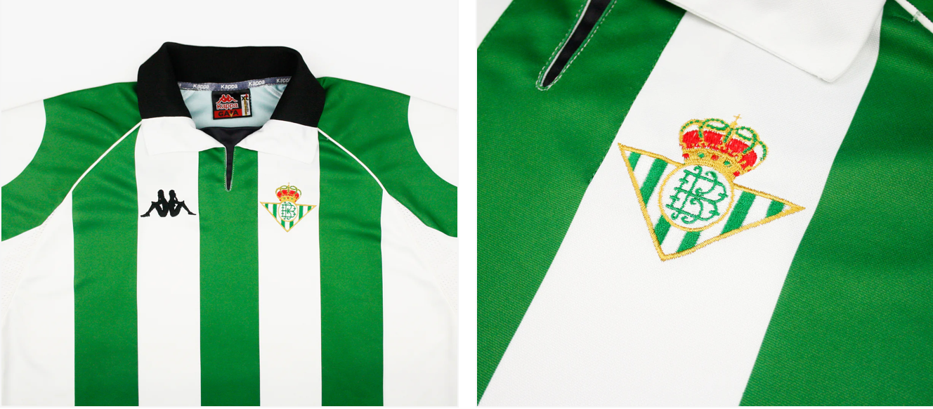Real Betis 1998/99 Home Shirt – Kappa 90's green / white stripes retro football shirt