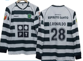 Retro Sporting Lisbon 2002/03 Ronaldo #28 vitnage Football Shirt – Long / Short Sleeve