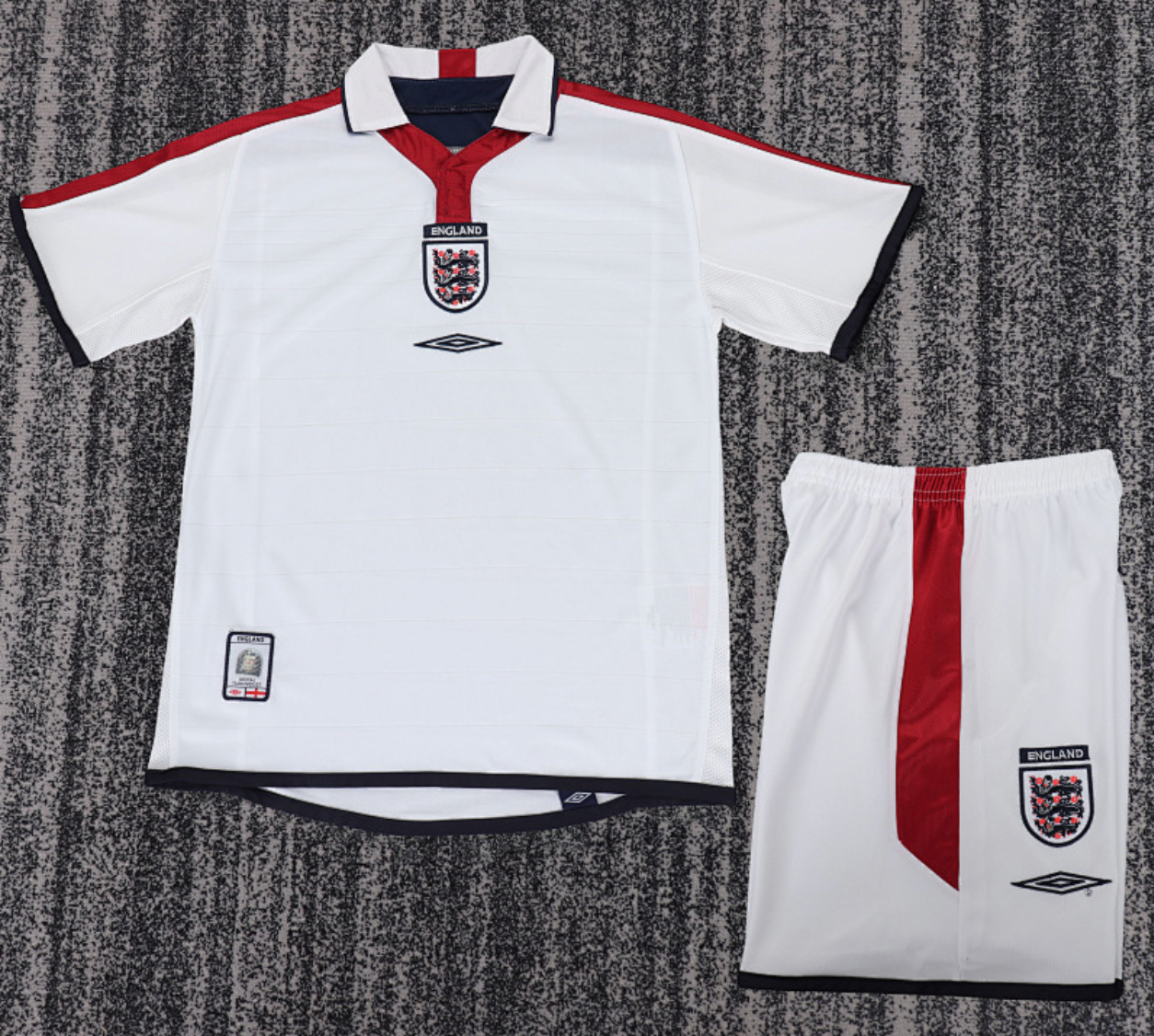 Kids England 2004 Home Kids Retro Football Kit | Custom Name & Number Youth Soccer Set | Classic England Shirt and Shorts