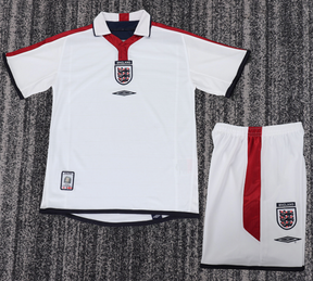 Kids England 2004 Home Kids Retro Football Kit | Custom Name & Number Youth Soccer Set | Classic England Shirt and Shorts