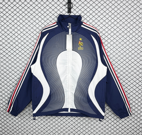 France Retro Windbreaker Jacket | Vintage Blue and White France Football Jacket | Classic France Zip Up Track Top