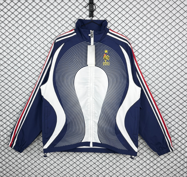 France Retro Windbreaker Jacket | Vintage Blue and White France Football Jacket | Classic France Zip Up Track Top