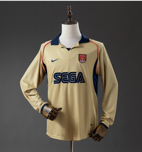 Arsenal Sega Gold Long Sleeve Away Jersey | 2001-2002 Retro Football Shirt – Celebrate Arsenal's Double-Winning Season