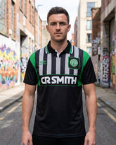 Mens Celtic 1994-95 Away Retro Football Shirt – Classic Black & Green 90s football Jersey