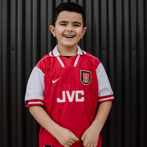Kids Arsenal 1997 Retro Home Kit (JVC) – Classic 90s Football Shirt & Shorts Set | Premium Quality Youth Soccer Kit