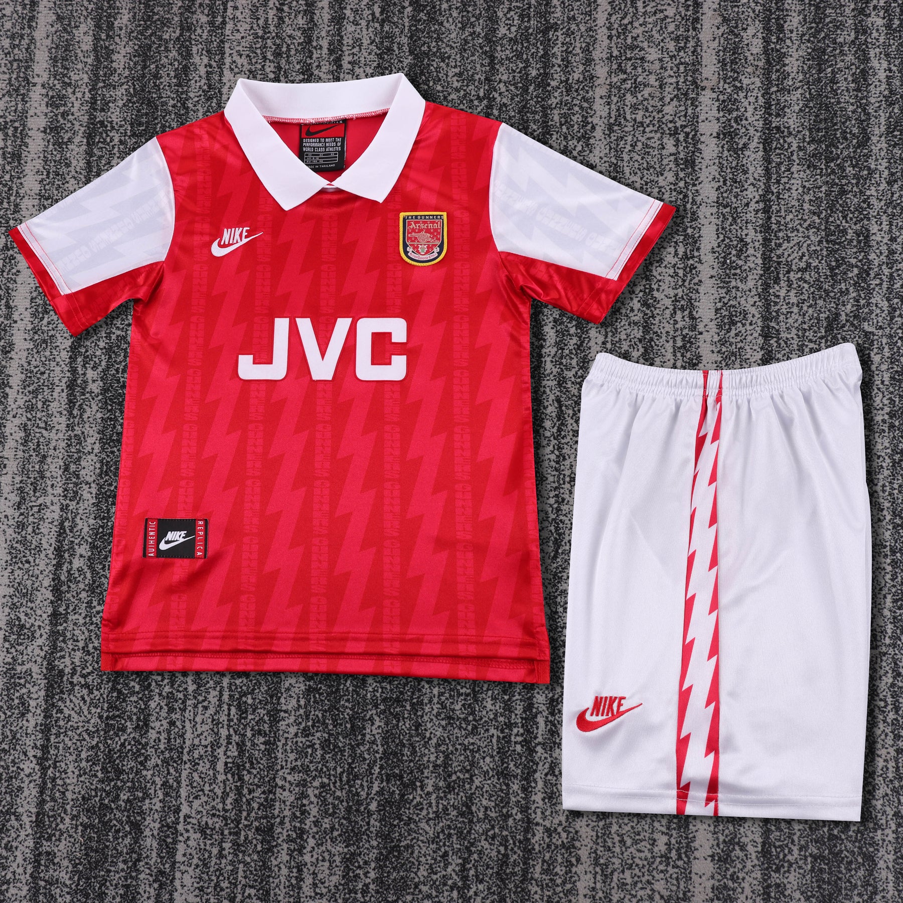 Kids Arsenal 1997 Retro Home Kit (JVC) – Classic 90s Football Shirt & Shorts Set | Premium Quality Youth Soccer Kit