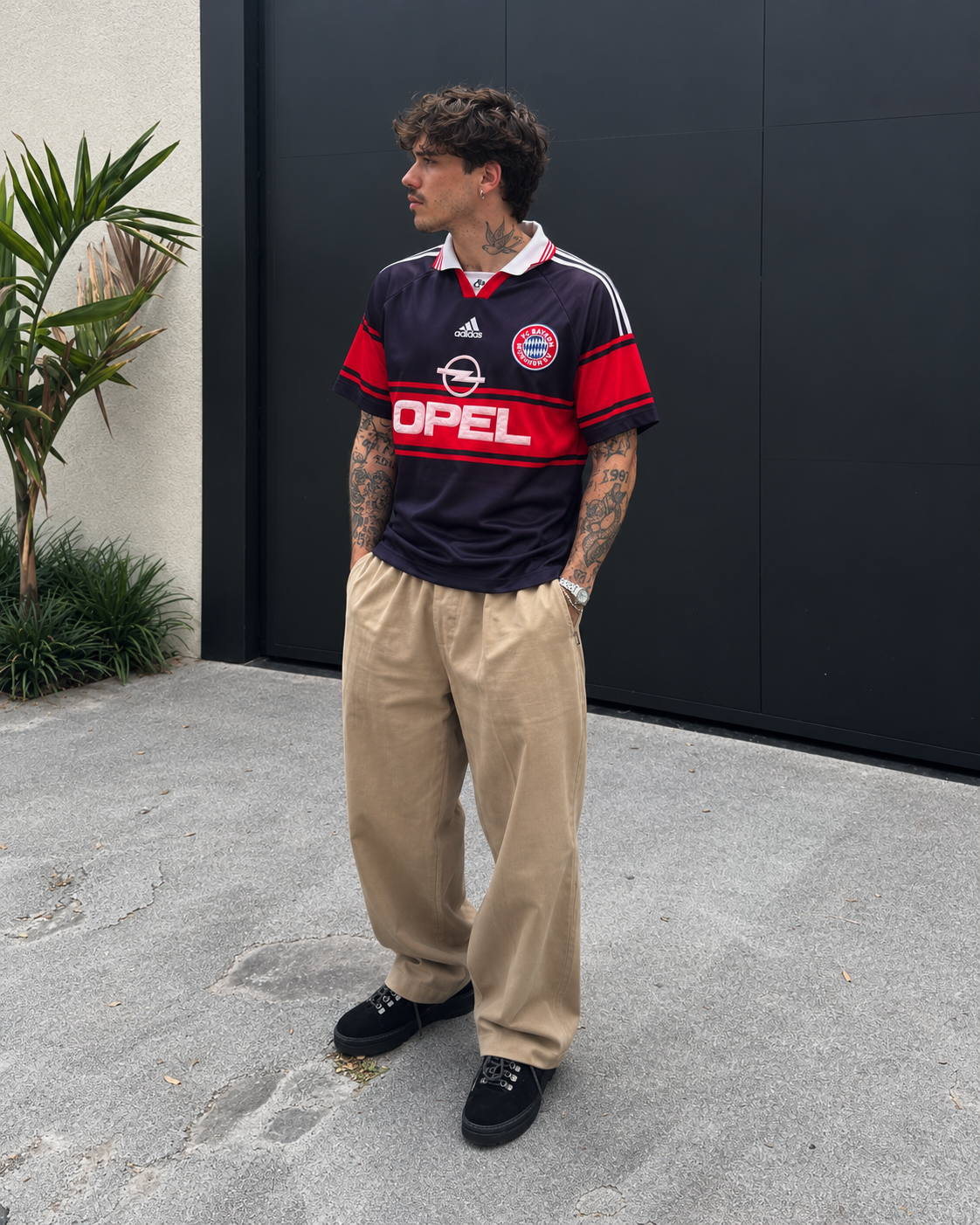 Bayern Munich 1997 1999 home shirt navy red Opel retro football jersey model