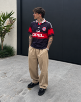 Bayern Munich 1997 1999 home shirt navy red Opel retro football jersey model