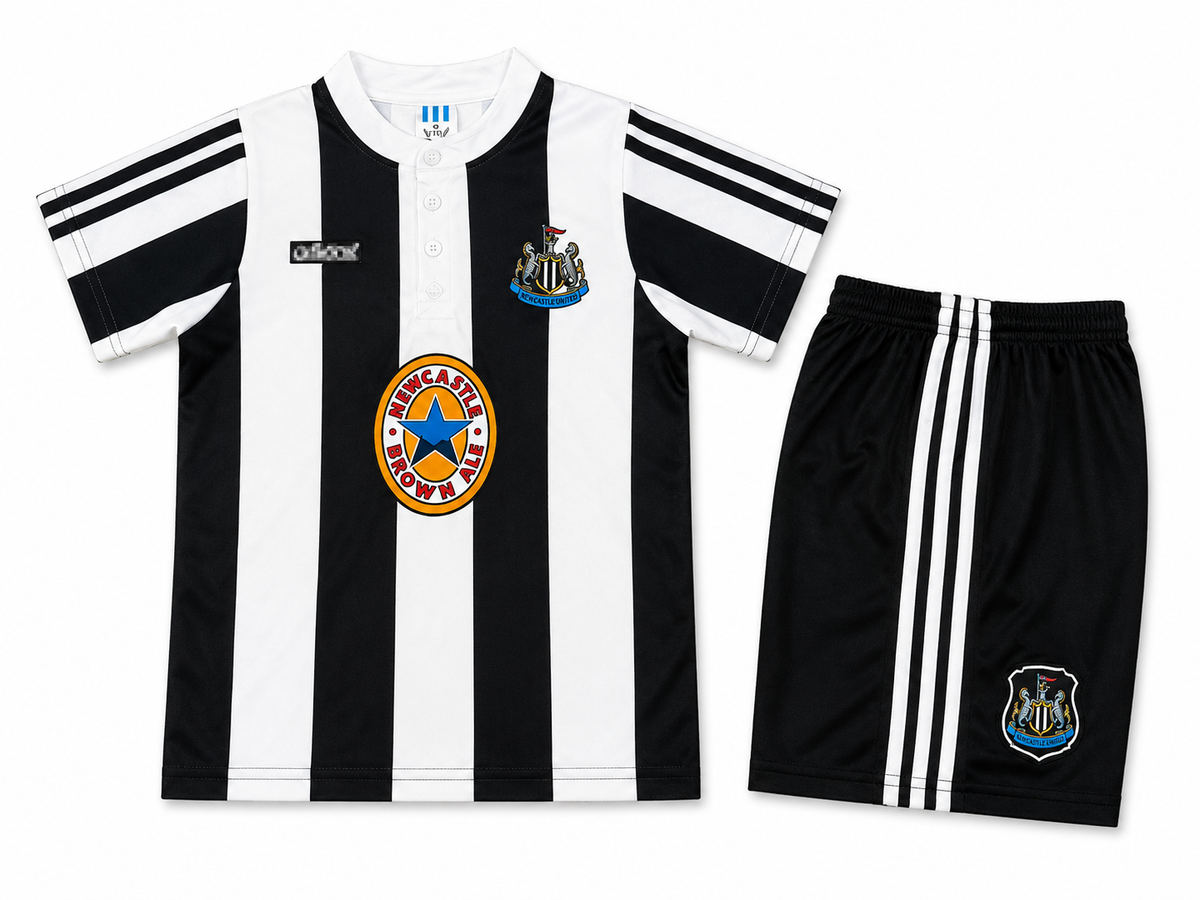 Kids Newcastle United brown ale retro Football Kit 1996-97 Customisable name & number available