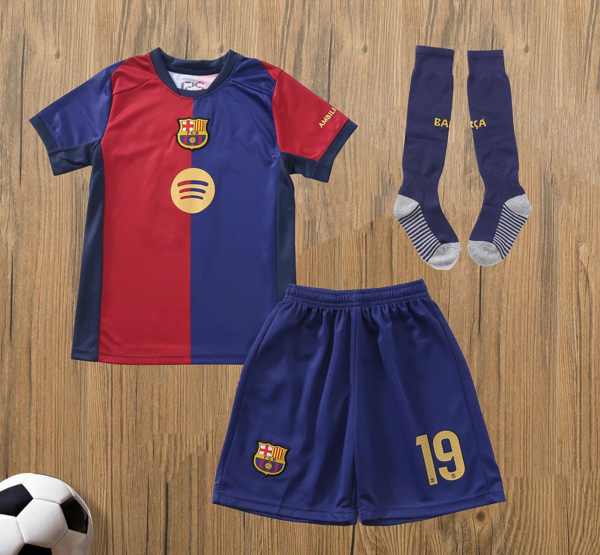 Kids Barcelona Home Kit 2023/24 – Kids Lamine Yamal #19 Shirt, Shorts & Socks | Custom Name & Number Option