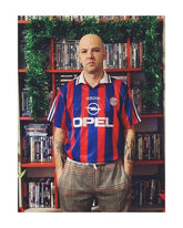 Bayern Munich 1995 96 home shirt red blue Opel retro football jersey front view
