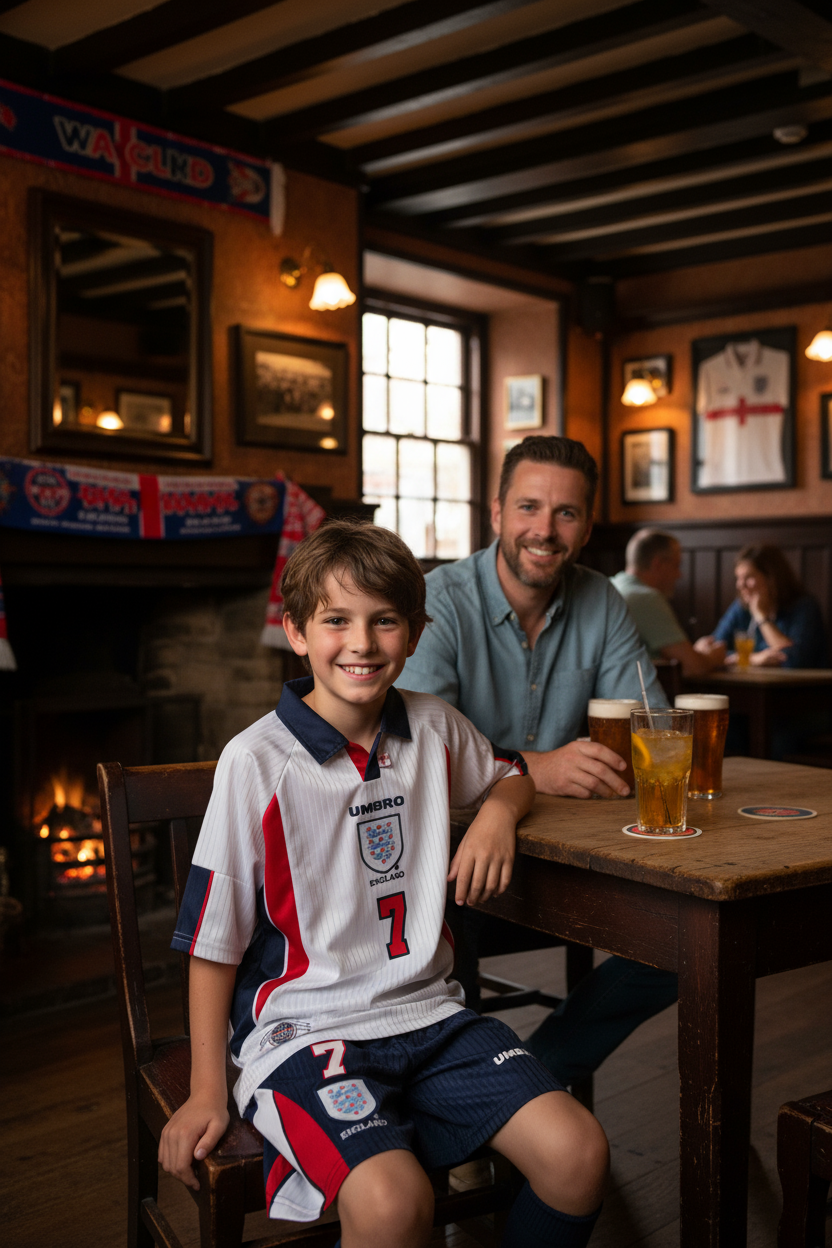 Kids Beckham England 1998 Retro Football Kit – (Custom Name & Number Available)