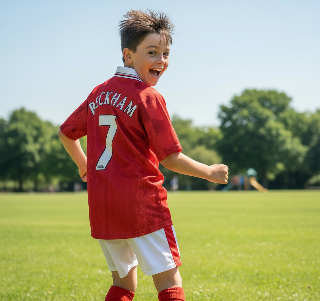 Kids Manchester United 1996/97 Retro Kit | Man Utd Beckham kids shirt
