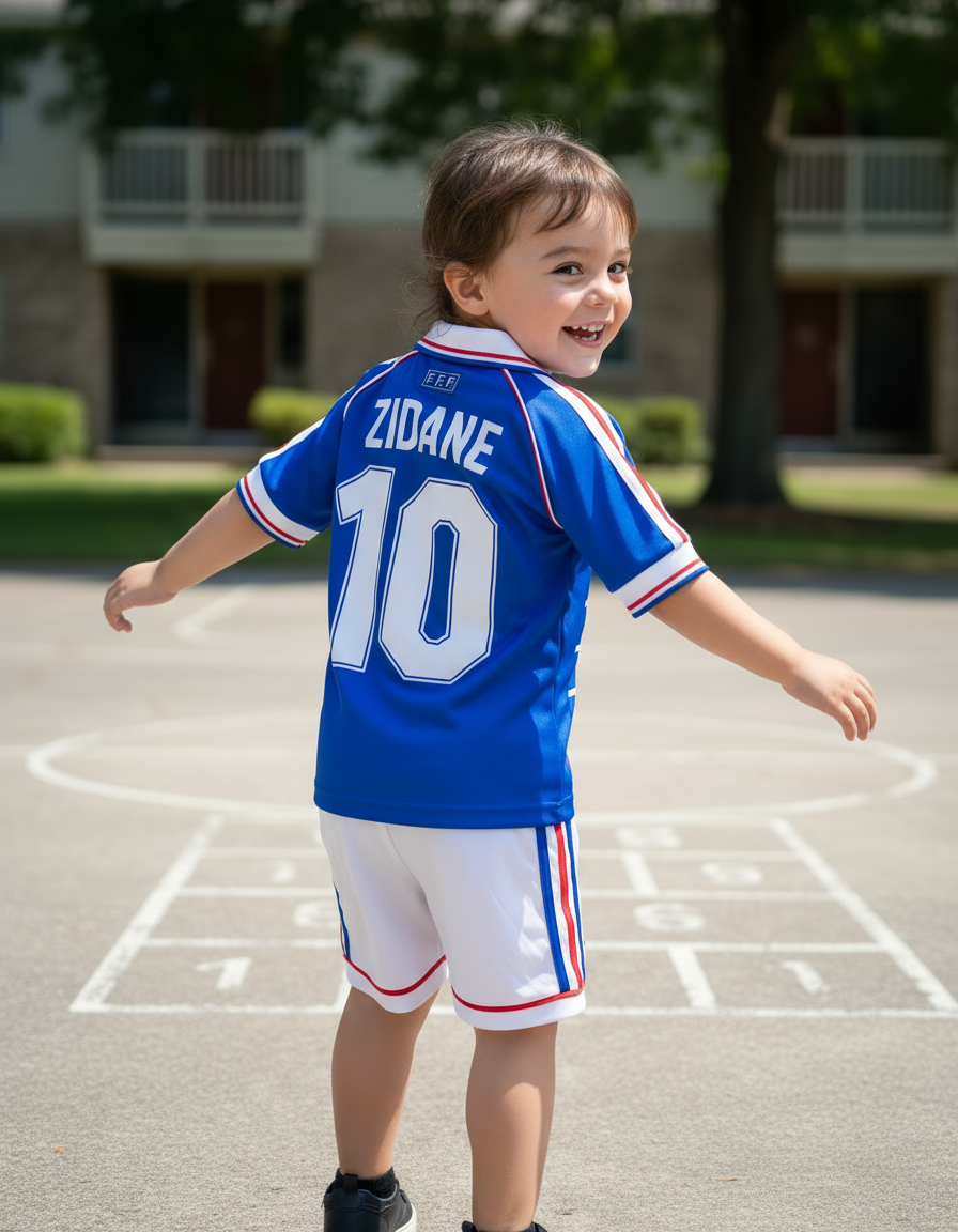 Childrens retro France Home & Away Kit | Kids Zidane France away jersey and shorts