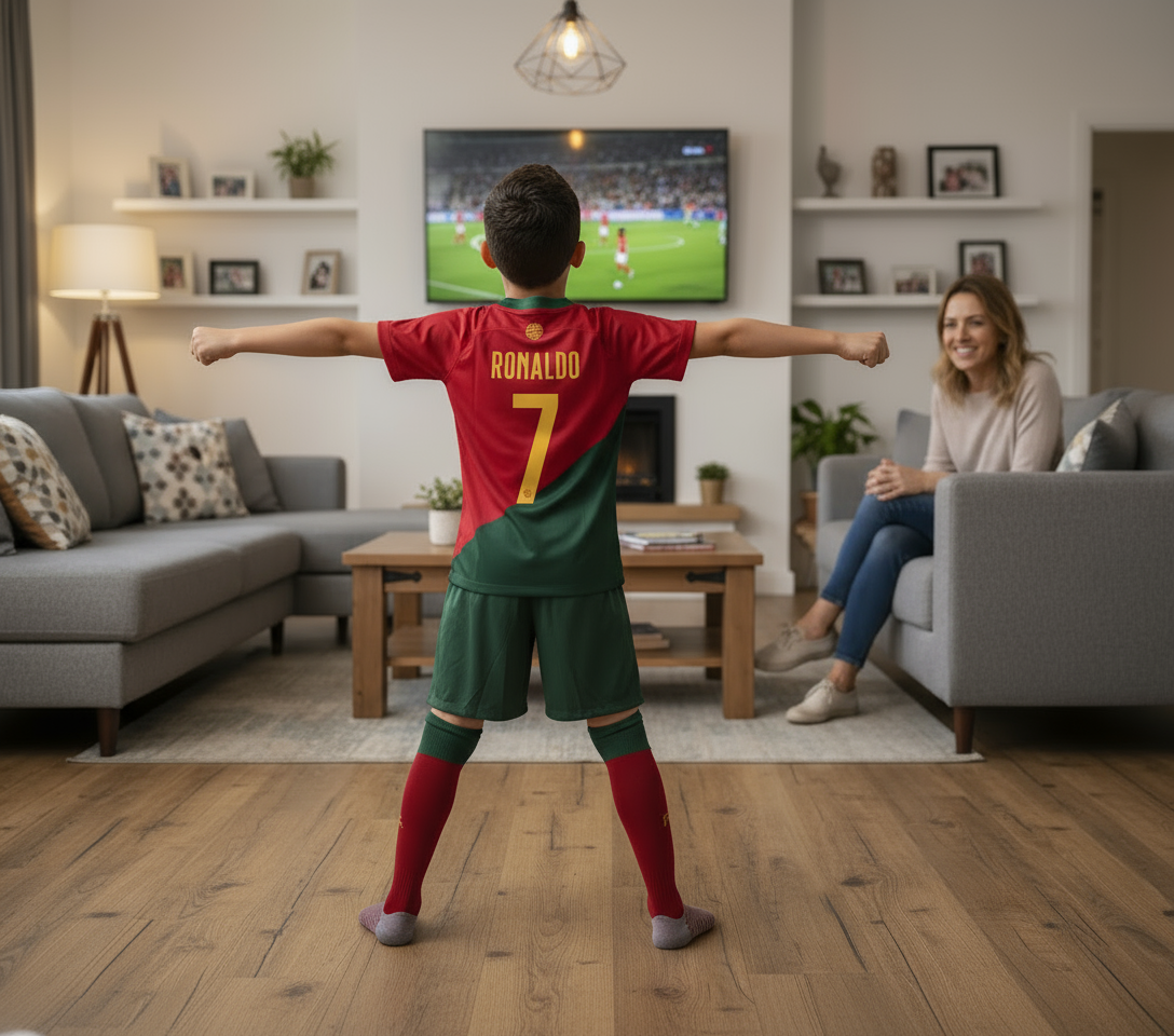 CR7 Football Kit 2022 – Kid Ronaldo #7 Shirt, Shorts & Socks | Custom Name & Number Available