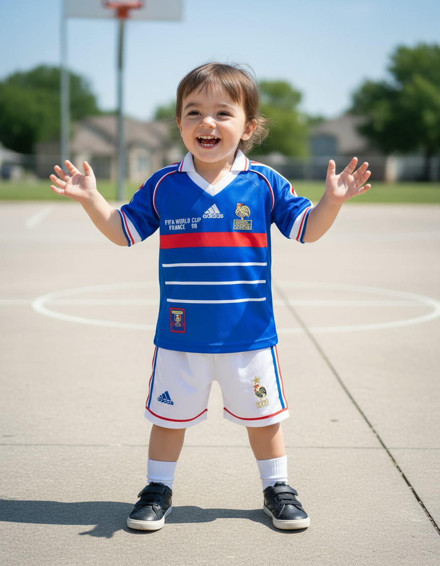 Childrens Zidane retro kit , Childs france retro shirt , childrens soccer kit 