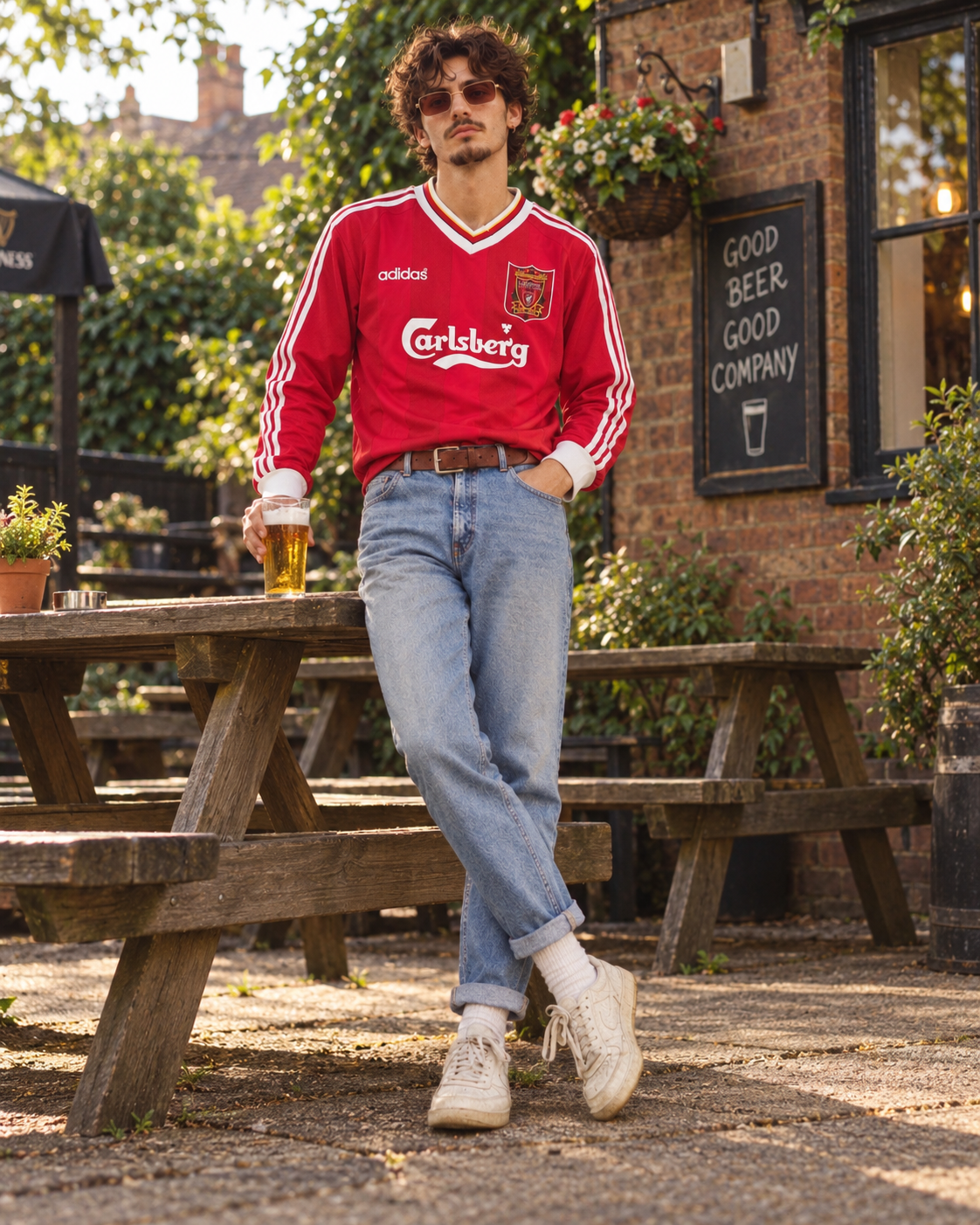 Liverpool 1995 1996 long sleeve home shirt retro football jersey front view
