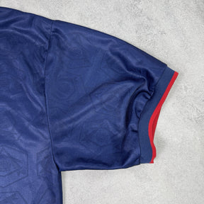 Arsenal 1995-1996 blue lightening bolt away jersey JVC sponsor logo