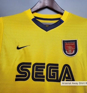 Arsenal yellow Sega shirt retro 2O00-2001 away jersey
