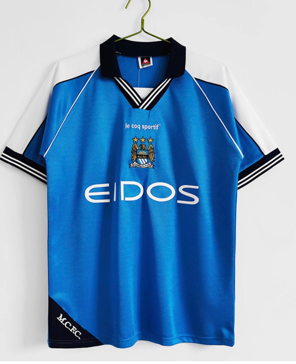 Retro Noel Gallagher Manchester city 1990's home shirt